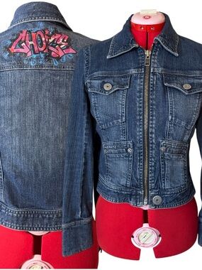 Vintage Calvin Klein Choice Y2K Graffiti Denim Jean Jacket Size Medium